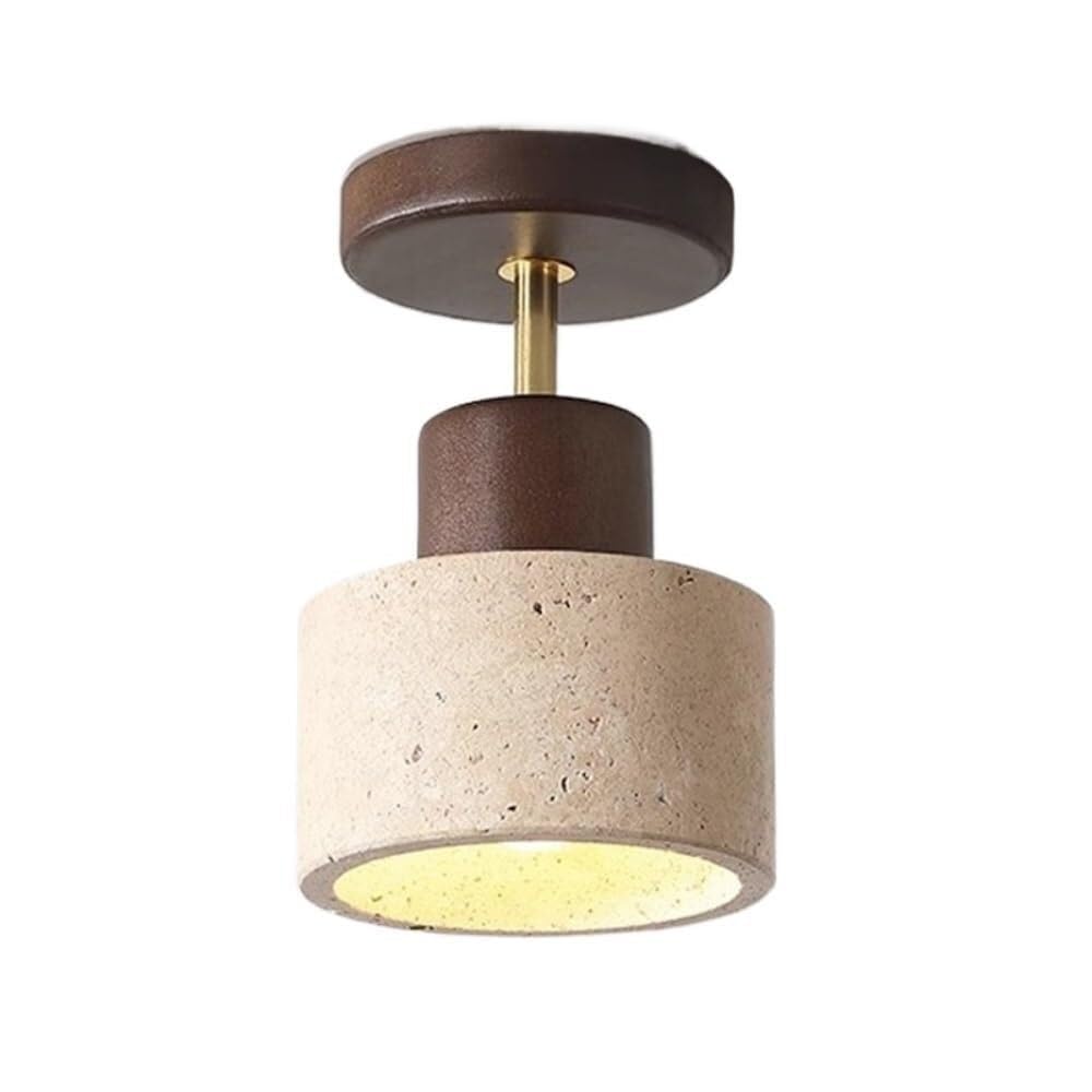 LYOUAE Nordic Yellow Travertine Ceiling Lamp Modern Marble Ceiling Light