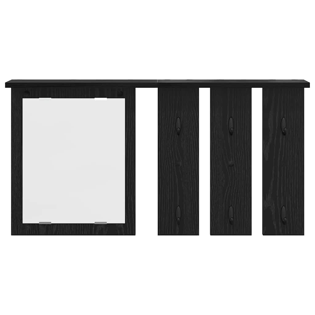 Perchero de pared con estante, color negro, efecto roble, 85 x 45 cm, diseño moderno, soporta hasta 20 kg, para pasillo, dormitorio, cocina