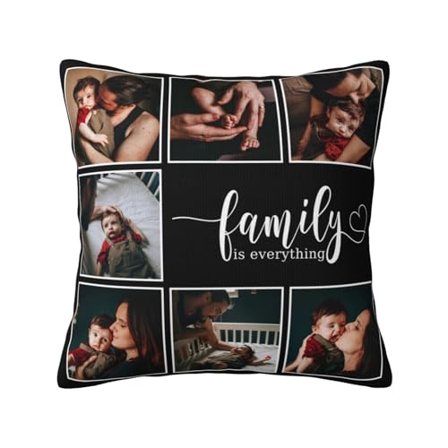 YMDLQDP Personalized Pillowcases with Family is Everything Custom Photo Pillowcases for Adults Mom Dad Couple Pets Baby Home Pillow Cover Gifts for Birthday Anniversary