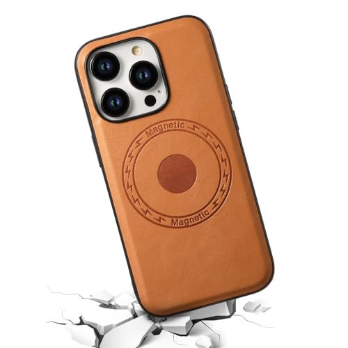 Étui iPhone 15 en cuir Magsafe ENILSA coque marron pour charge sans fil