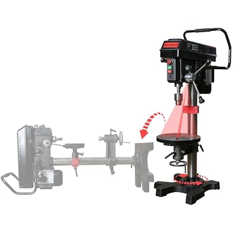 BUCKTOOL 1HP 12" Drill Press & 12”x17" Wood Lathe Combo, 6.2Amp 580-3200RPM Variable Speed Benchtop Drill Press and Woodworking Lathe with Tool Rest Cover