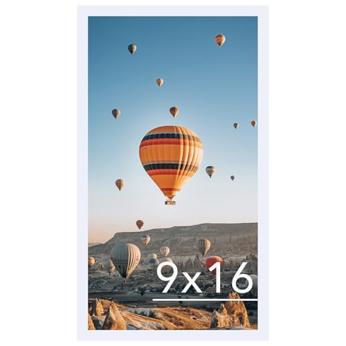 Image of JCJMY 9x16 Picture Frame White for Wall Hanging, Wall Mounting Horizontally or Vertically, 9 x 16 Wall Gallery Poster Photo Frame with Shatter Resistant Plexiglass, White