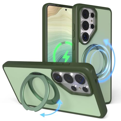 Coque Galaxy S26 Ultra EAZY CASE verte avec anneau rotatif 360 et support