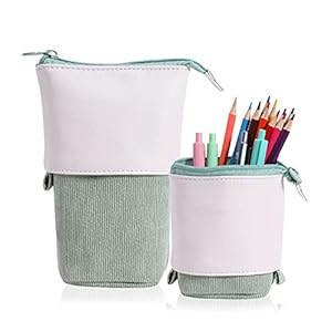 Pop Up Pencil Case Telescopische houder mapje, PU Cord Stand Up Pencil Case Meisjes ideaal voor studenten Spring Make-up…