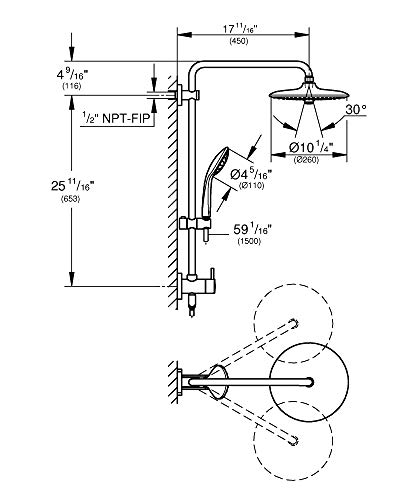 Grohe 27867001 Retro-Fit Euphoria 25 Inch Shower System, 2.5 Gpm, Starlight Chrome #TOP1