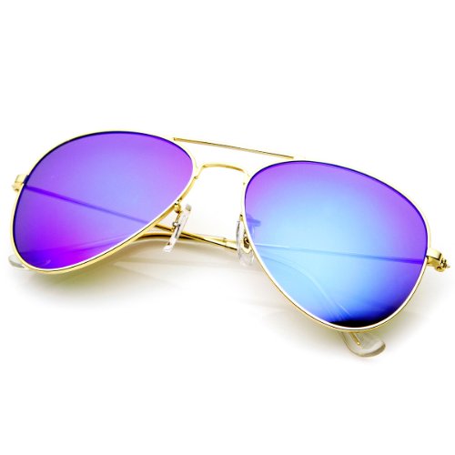 zeroUV Premium Flash Mirror Lens Aviator Sunglasses (Nickel Plated Metal Frame) 1489