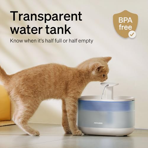 Image of PETLIBRO Cat Water Fountain, 71fl oz /2.1L Ultra Quiet Pet Water Fountain for Cats Inside, BPA-Free, Two Flow Modes,Visible Water Level Cat Fountain Water Bowl, Dog Water Dispenser with 4 Large Filters
