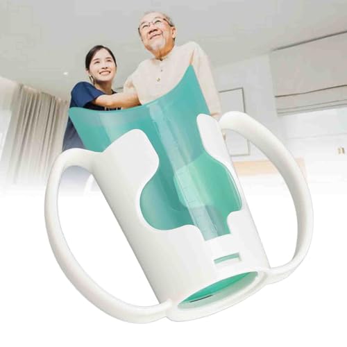 Ymiko Adult Nosey Cups, Elderly Care Cup Beveled Mouth Transparent Look Versatile Patient Care Food Liquid Drinking Cup Mug with Holder Hospital Drink Cup for Disabled Postoperative