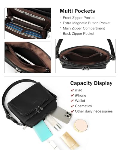 MASINTOR Crossbody Purse Bags for Women, Multi-Pocket Soft Leather Shoulder Purse with Tassel, Lightweight Travel Handbag3