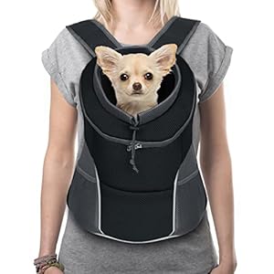 YUDODO Pet Dog Backpack Carrier with Storage Pockets Dog Front Pack for Small Dogs Cats Head Out Breathable Chihuahua Backpack for Hiking Cycling Walking (M(4.5-9lbs), Black)