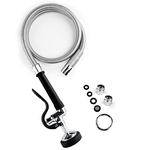 Jzbrain Spray Valve With 45 Inches Flexible Stainless Steel Hose High Pressure Pre Rinse Sprayer Nozzle Assembly For Commercial Kitchen Sink Faucet Wall/Deck Mount #TOP24