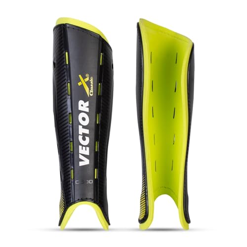 Vector X Knockout Field Hockey Shin Guard with PPCP Shell | Double 360° Velcro Straps | Practice and Training | Air Mesh Cushioning | for Kids Youth Adults