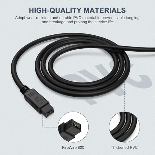 Câble FireWire 800 de remplacement de 1,8m - Cordon de rechange IEEE 1394b - 4