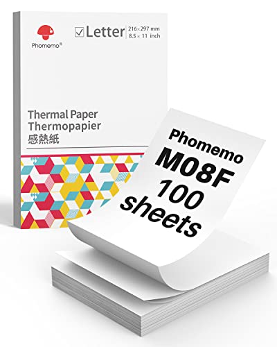 Image of Phomemo US Letter Folded Thermal Printer Paper, Continuous M08F Thermal Paper, Compatible with M08F-Letter, M08D, A285M, M832, M832D, M834 Inkless Portable Printers, 8.5 inch x 11 inch, 100 pcs