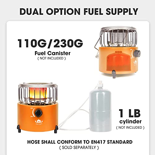 Campy Gear Chubby 2 In 1 Portable Propane Heater & Stove, Outdoor Camping Gas Stove Camp Tent Heater For Ice Fishing Backpacking Hiking Hunting Survival Emergency (Orange , 9,000 Btu -Pro) #TOP4