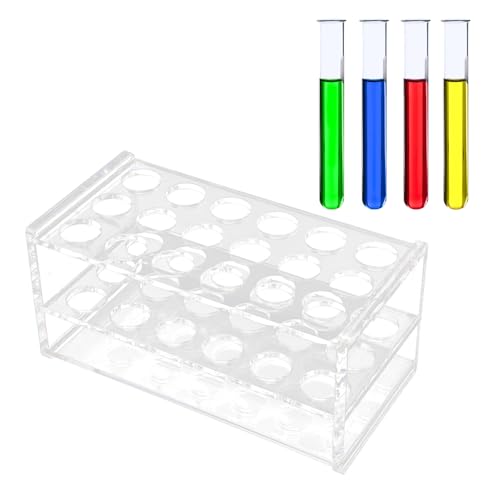 Acrylic Test Tube Rack, Acrylic Test Tube Holder Experimental Lab Supplies for 17mm Tubes 18 Holes Transparent Centrifuge Tube Rack for 10ml 15ml Tube