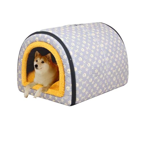 Cuccia per cani a igloo, 2 in 1, pieghevole, con cuscino rimovibile, calda tenda per gatti, sollievo dall'ansia, cuccia portatile per gatti, cuccioli e cani di taglia media (M per animali sotto i 5