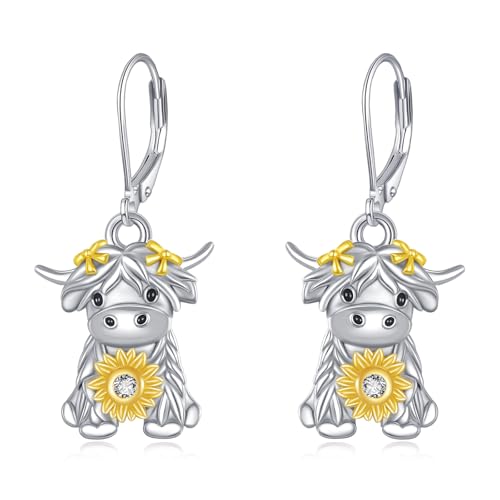 Boucles d'oreilles vache des Highlands en argent : célébrez la tendresse et la nature