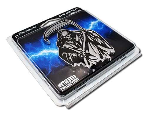 Image of Elektroplate Exclusive Metalhead Collection Reaper All Metal Emblem for Cars, Trucks, and All Auto | Universal Fit at 3.4 inch x 2.4 inch | Weatherproof