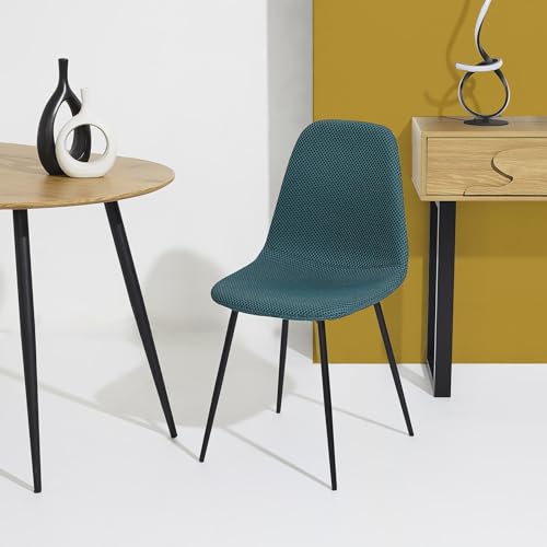 Juego de 4 sillas de diseño comedor contemporáneas azul de 44x86x54 cm 3