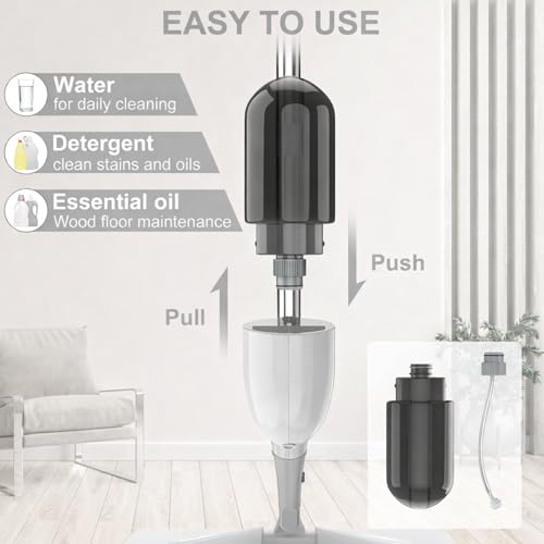 Image of 360 Rotating Spray Mop for Floor Cleaning - Round Mop pad for Quick Wet and Dry Use with 2Pcs Reusable Microfiber Washable Pads and Refillable Bottle for Suitable for All Types of Flooring