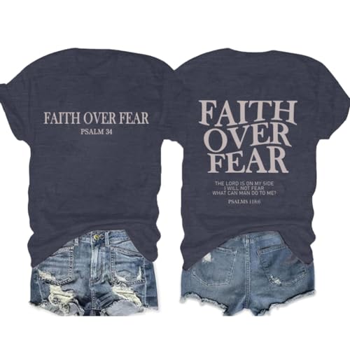 Faith Shirt for Women Christian Cross Graphic Tee Bible Verse Religious Casual Summer Short Sleeve Tops Small Blue1