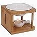 [Upgraded] Singeek 100ML Ceramic Essential Oil Burner,Wax Melt Warmer with Tea Light Holder,Cool Home Fragrance Diffuser for Spa Yoga Meditation (Bamboo Wood)
