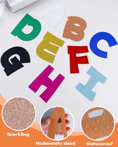 Image of 243 Pcs Glitter Bulletin Board Letters, Numbers and Punctuation 4 Inch | Cut Out Letters for Bulletin Board Decorations, Poster Board Letters Alphabet Cutouts for Classroom Wall Decor (Orange)