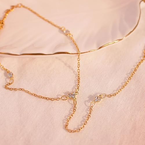Image of Pencros Toe Ankle Bracelet for Women, 14K Gold Boho Bead Adjustable Anklet, Barefoot Sandals CZ Ankle Bracelet Waterproof Minimalist Beach Foot Jewelry for Women