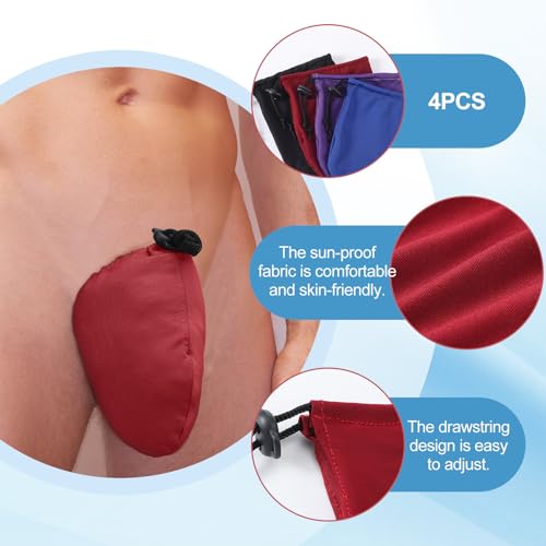 Image of Dansydaisy 4 Pcs Men's Tanning Pouch Sun Protection, Tanning Cover for Men (Cute,Black,Red,Purple,Blue)