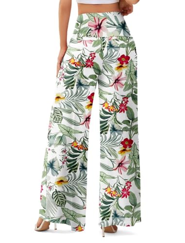 JZC Women's Palazzo Lounge Pants Stretchy Wide Leg Casual Pants Comfy High Waist Flowy Pants S-3XL