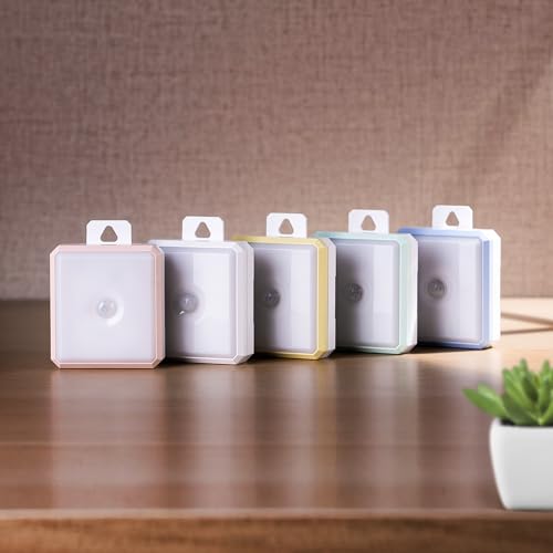 Image of Motion Sensor Night Light Indoor - Cordless Battery Powered Under Cabinet Lighting, Stick-on Magnet LED Closet Lights, Safe Light for Stairs, Nightlight 3-Pack (Batteries not Include)