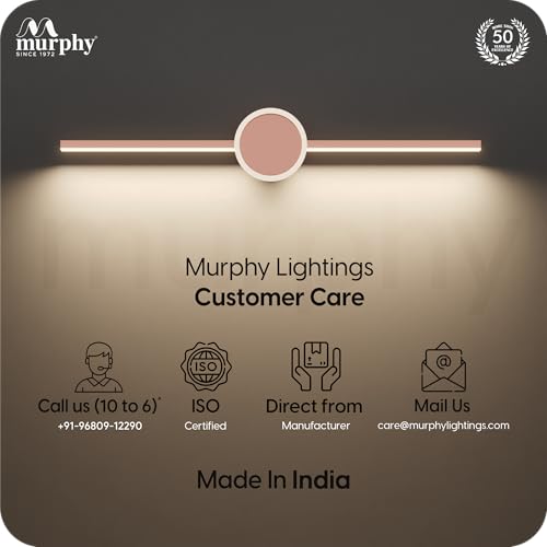 Image of Murphy 16W+2W LED Mirror Light | 3 Color Changing (White /Warm /Natural) | Full Copper Finish - Sun Design, Modern Over Mirror Vanity /Bathroom Light | Pack of 1 | 2-Year Warranty