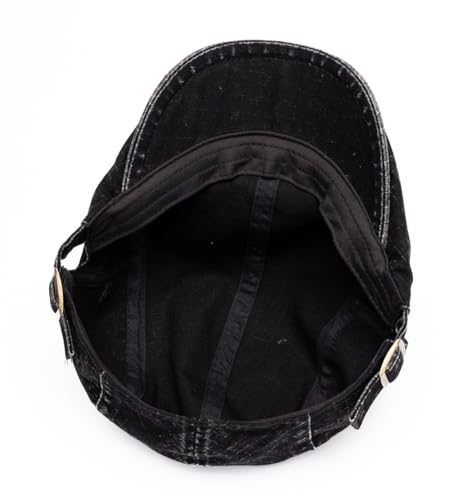 Image of Quanhaigou Unisex Denim Newsboy Hats Flat Ivy Gatsby Cabbie Driving Berets Hat Cotton Dad Cap for Men Women