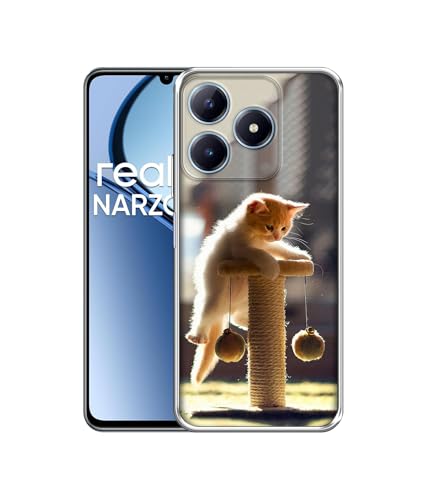 Image of Cat Climbing Design Printed Silicon Soft TPU Back Case Cover for Realme C63 4G / Narzo N63 4G