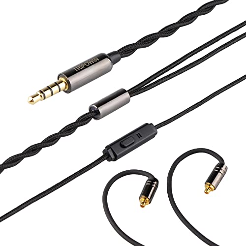 Image of Linsoul Tripowin Zombur in Ear Monitor Cable, 4N High Purity OFC Oxygen Free Cable HiFi Wired IEM Cable, Cotton Yarn Outer Layer, 3.5mm Audio Jack for Musician Audiophile(with Mic, MMCX)