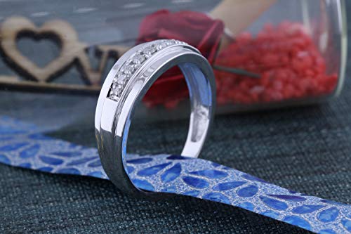 Dazzlingrock Collection 0.23 Carat (Ctw) Round Nine White Diamond Mens Groom Traditional Wedding Anniversary Band 1/4 Ct | 925 Sterling Silver, Size 8.5 #TOP2