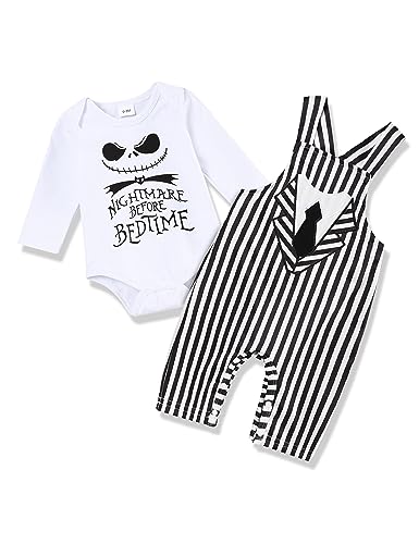 Image of Crazyme Baby Boy Girl Clothes 2PCs Outfit Set Halloween Skull Christmas Clothing Set
