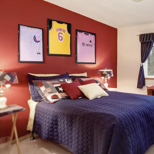 image for GUTAG 2 Packs Jersey Wooden Frame Display Case -Shadow Box with 98% UV