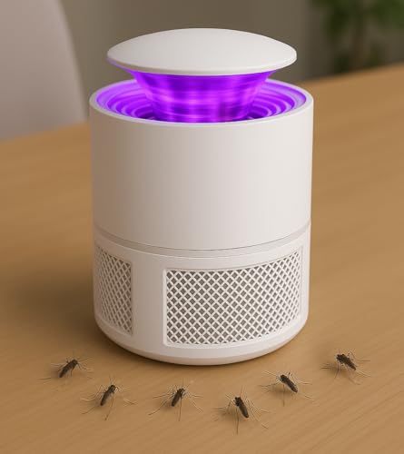 Image of Owme USB UV Mosquito Killer Lamp - Indoor Bug Zapper Trap with Quiet Fan Suction, Chemical-Free Mosquito Catcher for Home, Bedroom, Office & Kitchen (Round White)