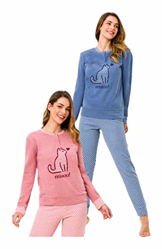 Il Granchio Pigiama Donna Invernale in Caldo Jacquard Pigiama Donna Felpato Diverse Fantasie (6031 Malva, S)