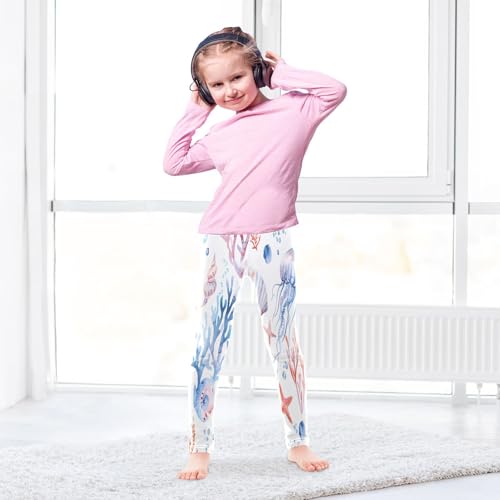Bolaz Toddler Girls Leggings Printed Yoga Pants Leggings Jellyfish Seahorse Shells for Kids4