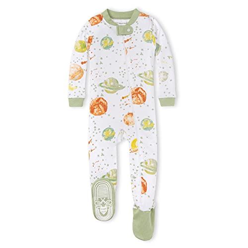 Image of Burt's Bees Baby Girls' Snug Fit One-Piece Footed Non-Slip Sleeper Pajamas