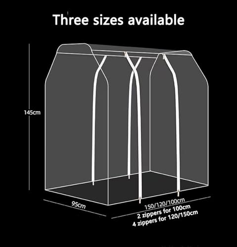 Cubierta transparente de doble capa a prueba de polvo para perchas extra anchas, bolsa de almacenamiento para barra de ropa para protección contra el polvo