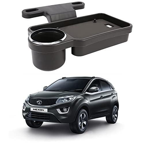 Image of Oshotto (FT-04) Foldable Car Auto Headrest Rear Back Seat Table Drink Food Cup Tray Holder Compatible with Tata Nexon - Black
