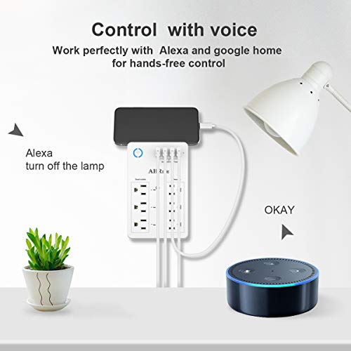 Smart Plug, Usb Wall Charger, Ahrise Wifi Surge Protector With 4 Usb Ports(4.8A/24W Total), 6-Outlet Extender(3 Smart Outlets), Compatible With Alexa Google Assistant For Voice Control #TOP4