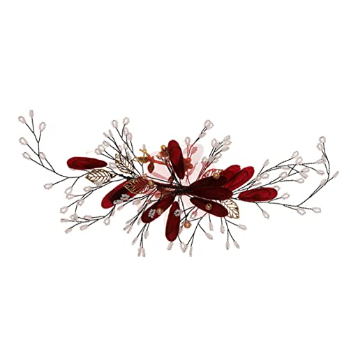 Pince à cheveux pour mariage fleur rouge épingle à cheveux de mariée pour chignon et tresse