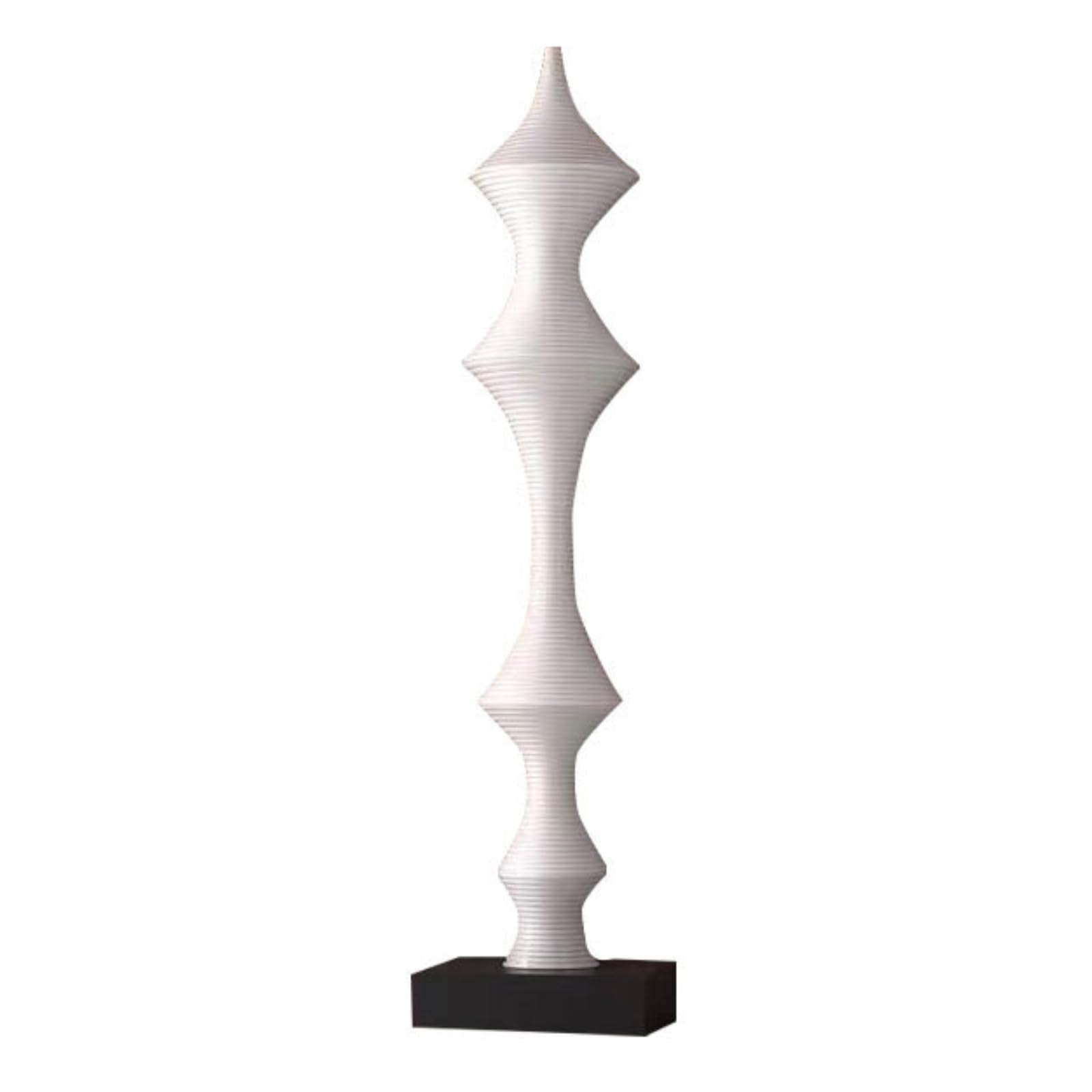 Gralara Skulptur mit Sockel Nicht Gegenständlich Statue modern Plastik für Flur, Büro, Weiß, 20 15 71cm