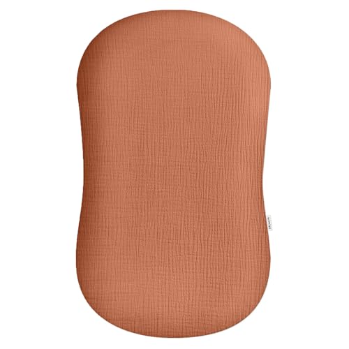 Image of Muslin Baby Lounger Cover, Newborn Lounger Cover, Soft Cotton Breathable Lounger Pillow for Boys Girls Infant, Cover Only (Brick)