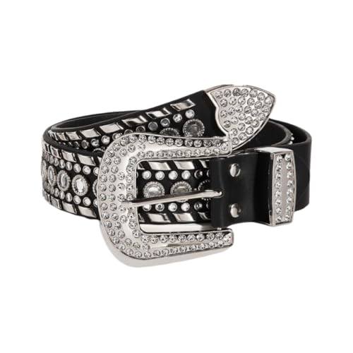 Unisex Rhinestone Belt Stylish Shiny Crystal Western Belts Bling Crystal Diamond Studded Waistband For Dress Jeans